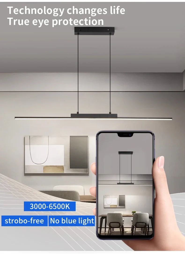 Modern LED Chandelier Featuring Minimalist Linear Panel Design 80/100cm Textured Pendant Light For Dining Rooms Bedrooms  Studie