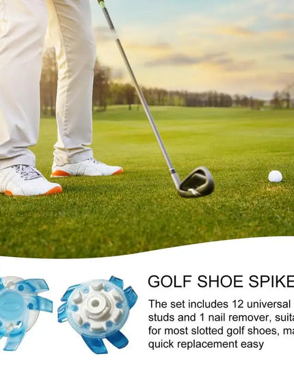 Golf Shoe Spikes Replacements 12 Pieces Footwears Anti Slip Golf Cleat Quick Twist Golf Spikes Golf Cleats Portable Wrench Screw
