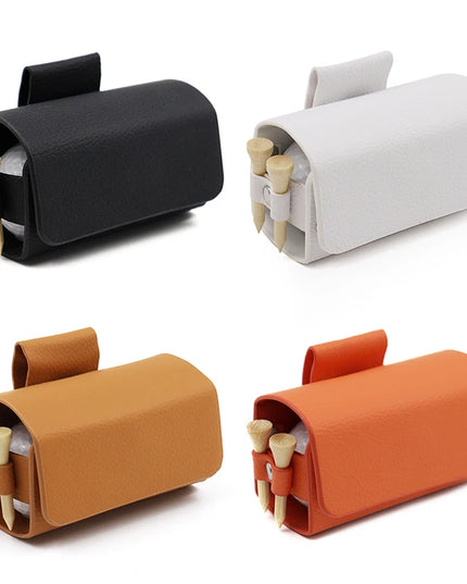 Golf Pouch Bags Travel Case Golf Ball Bag Portable Waist Storage Bag PU Leather For 2Pcs Golf Balls Holds  And 4 Golf Tees Bag