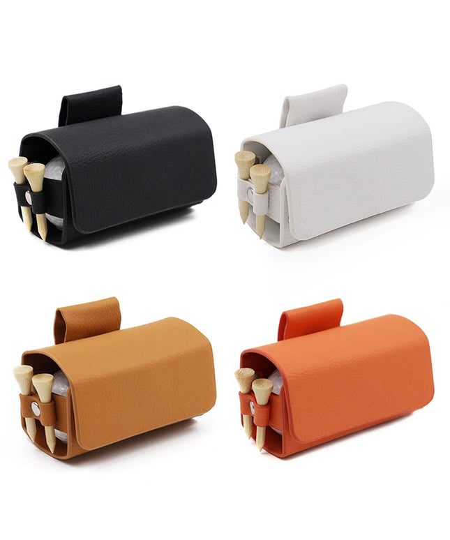 Golf Pouch Bags Travel Case Golf Ball Bag Portable Waist Storage Bag PU Leather For 2Pcs Golf Balls Holds  And 4 Golf Tees Bag