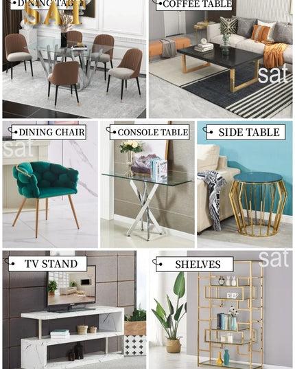 --Stainless steel frame living room side table golden glass top round coffee table modern sets clear fashion indoor