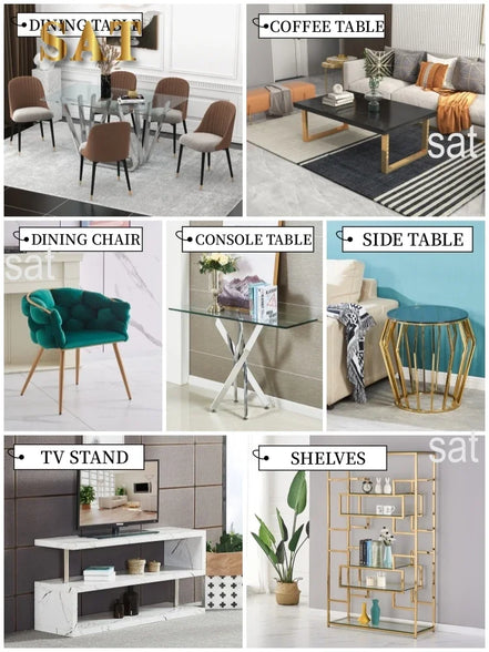 --Stainless steel frame living room side table golden glass top round coffee table modern sets clear fashion indoor