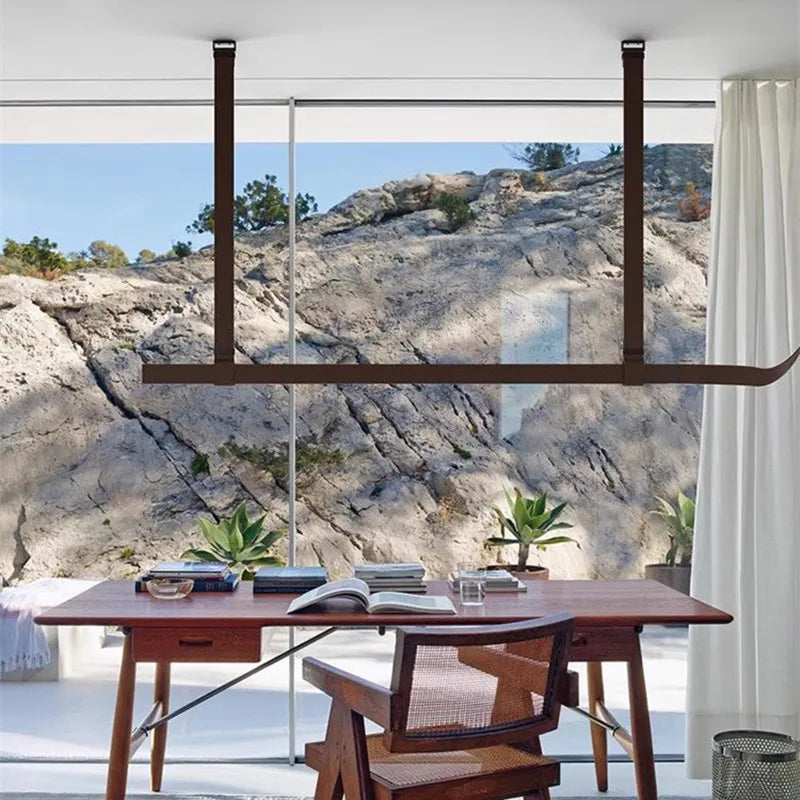 Modern LED Leather Chandelier Minimalist long chandelier For Living Room Kitchen Island Decor Dining Table Hanging Lamp fixtures