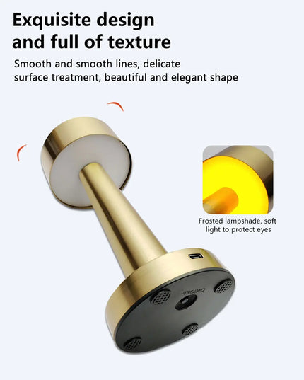 Rechargeable Led Table Lamp Retro Night Light Desk Bar Coffee Dining Room Home Decor Wireless 3 Colors Dimmable Touch Switch