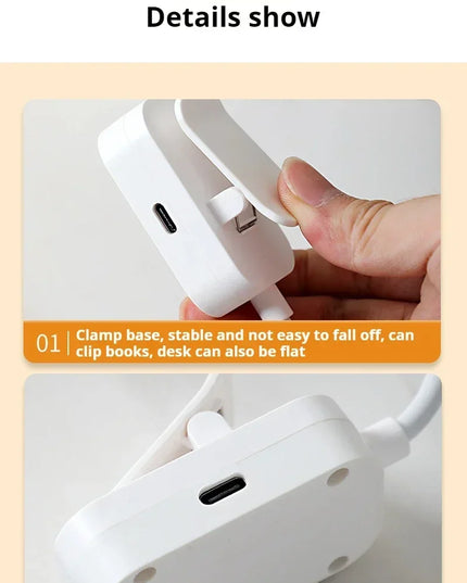 Led Table Lamp USB Rechargeable Night Light With Folding Clamp Study Stand Read Lamp Touch 3 Modes Dimming Eye Protection Light