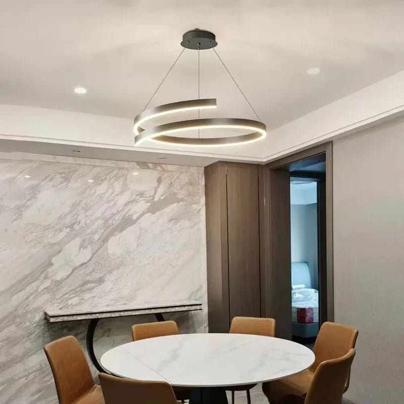 Modern LED spiral chandelier is suitable for living room dining room bedroom study villa home decoration lighting room decoratio