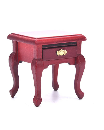 Dollhouse Miniature Furniture Wooden Bedside Drawer Table Nightstand Cabinet