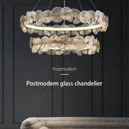 Modern LED Chandelier Lamp For Living Room Bedroom Dining Kitchen Ceiling Lights Ring Glass Flower Design Suspension Light