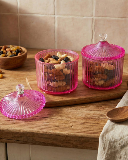 Plastic Luxury Transparent Dry Fruit Storage Jars  (2 Pc)