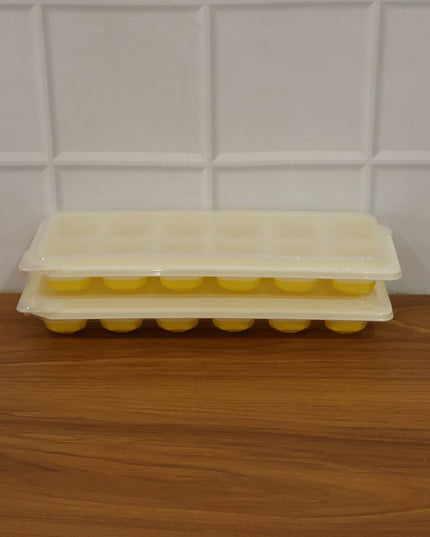24 Grid Pop Up Ice Cube Tray Set With Lid (2 Pc Set)