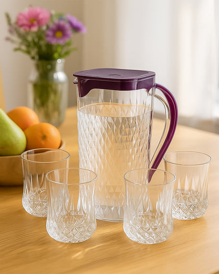 Supermom Roma Plastic Jug With Glasses Combo Set (5 Pc)