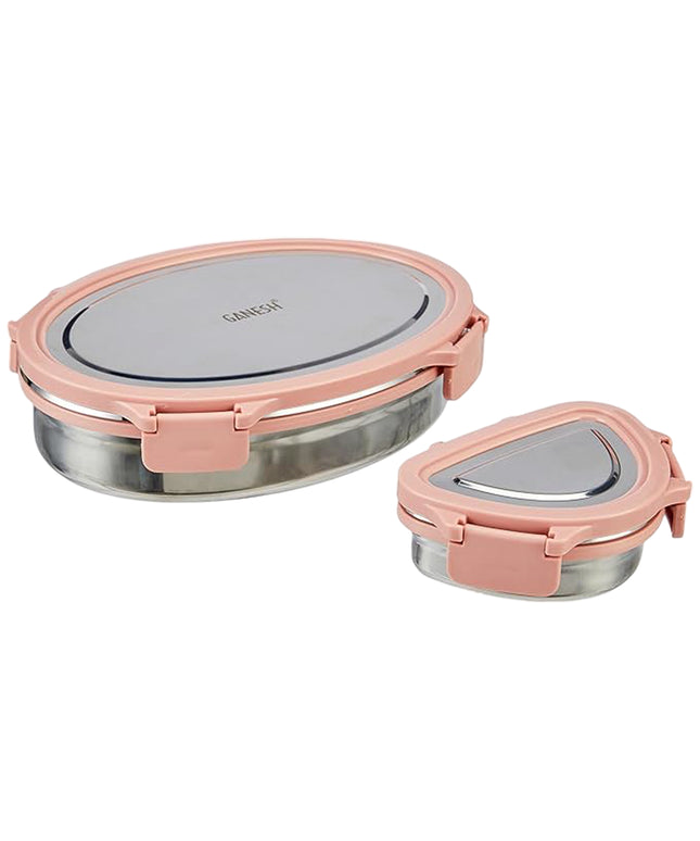 Ganesh Classy 2-piece Stainless Steel Lunch Box Set