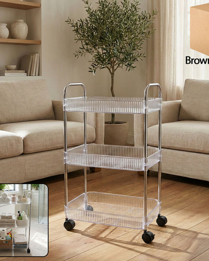 3 Layer Multipurpose Storage Trolley With Wheels