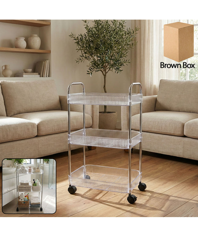 3 Layer Multipurpose Storage Trolley With Wheels