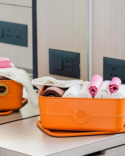 3-piece Plastic Multipurpose Storage Basket Bin Set With Handle (3 Pcs Set)
