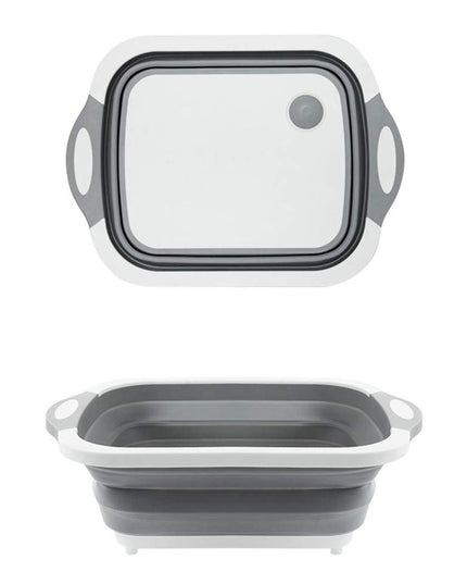 0098b (Brown Box) Foldable Chopping Board Dish Rack Washing Bowl  Draining Basket 3in1 Multi-function