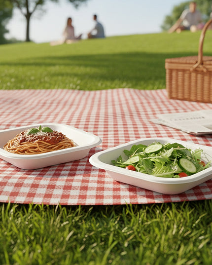 Disposable Square Food Serving Tray Set (10 Pc)