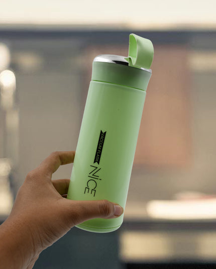 6955 Outdoor Sport Water Bottle 400ml Leak Proof Bpa-free For Travel Cold And Hot Water Glass Water Bottle With Daily Water Intake For Gym And Children (Moq -100 Pc)