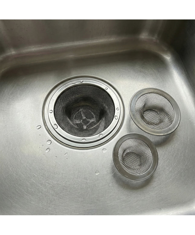 Stainless Steel Sink Drain Strainer Set (3 Pc)