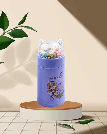 6953 Girl Glass Water Bottle For School With Kid Sparkle Strap Cat Lid Sequins Glitter Glass Cup Birthday Gift Children 350ml (Moq - 80 Pc)