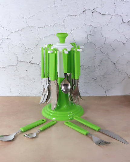 Stainless Steel Cutlery Set With Stand - (24 Pc)