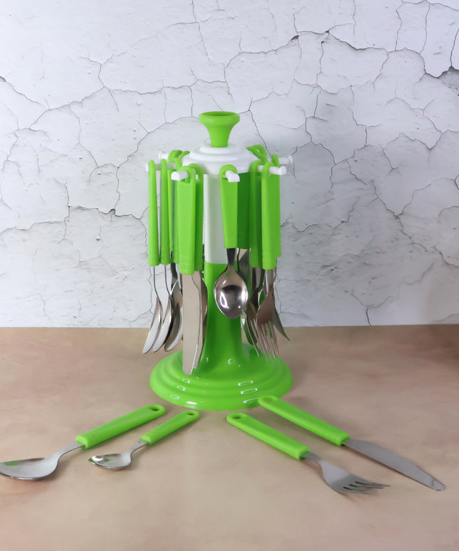 Stainless Steel Cutlery Set With Stand - (24 Pc)