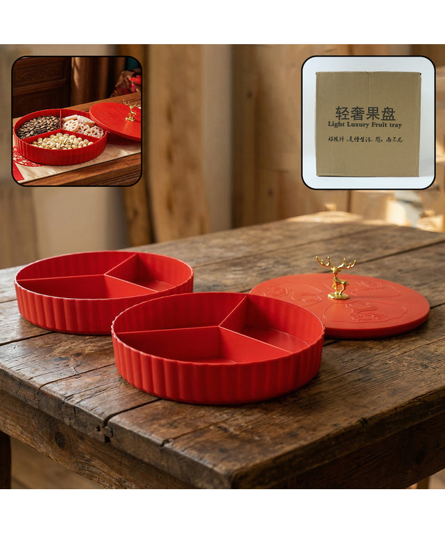 2 Layer Multipurpose Decorative Dry Fruit And Snack Serving Tray (1 Pc)