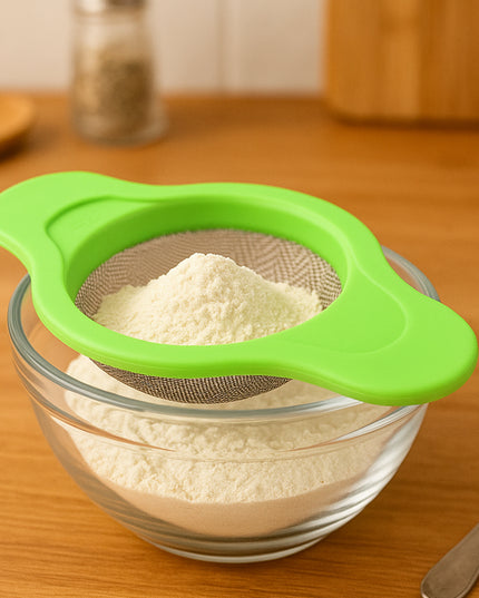 Stainless Steel Mesh Strainer With Dual Handle Plastic Frame (1 Pc)