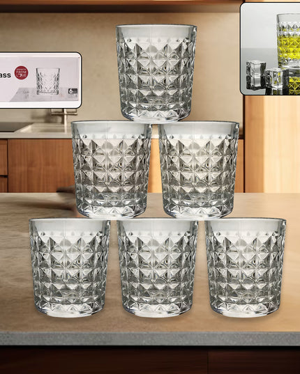 Premium Crystal-style Glass Tumbler Set (6 Pc  210 Ml)