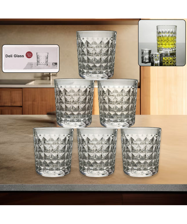 Premium Crystal-style Glass Tumbler Set (6 Pc  210 Ml)