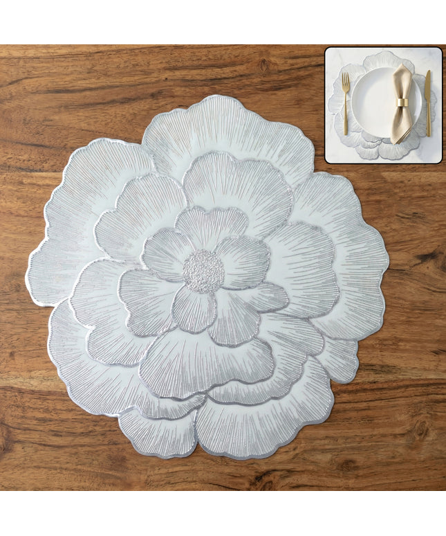 Round Floral Design Pvc Table Mat 1 Pc 36x36 Cm