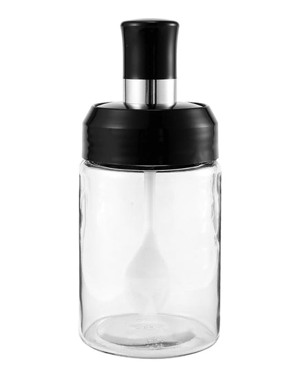 Transparent Glass Storage Jar With Built-in Spoon Approx 250ml