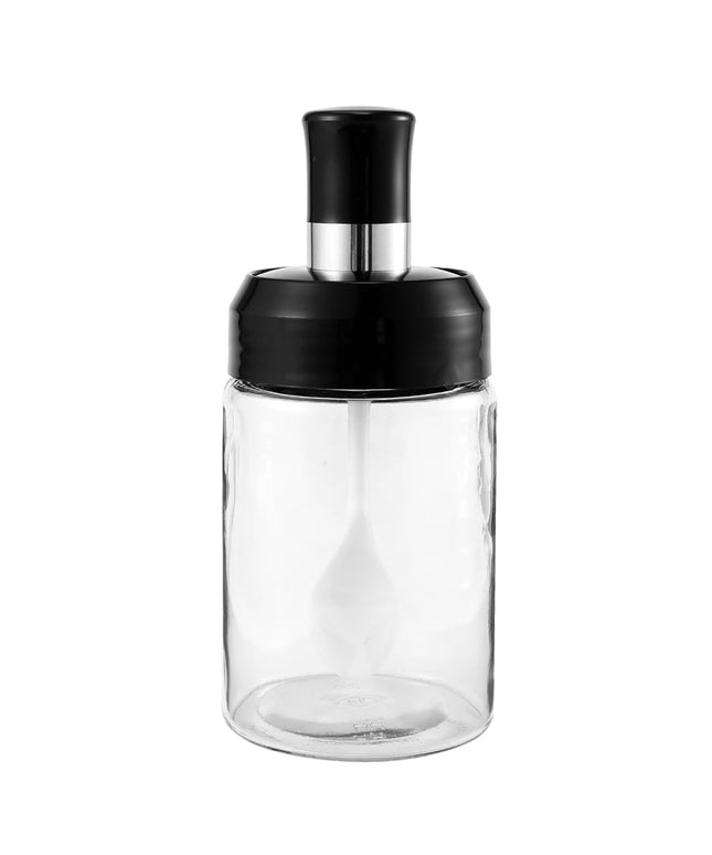 Transparent Glass Storage Jar With Built-in Spoon Approx 250ml