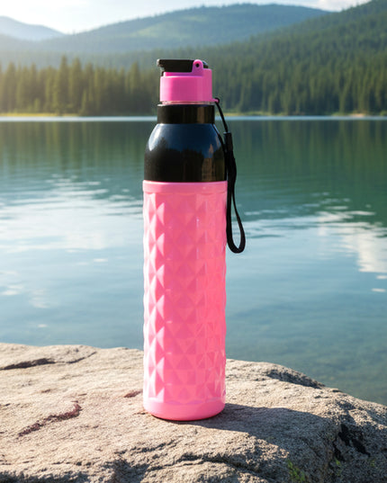 Plastic 1000 Ml Approxdiamond Pattern Leakproof Water Bottle (1 Pc)