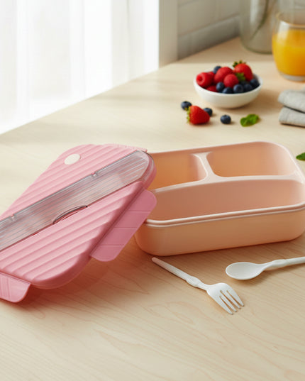 Plastic 3 Compartment Lunch Box For Kids