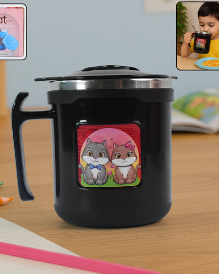 1 Pc Apex Cat Mug  250 Ml Stainless Steel Insulated Inner With Cute Cat Print