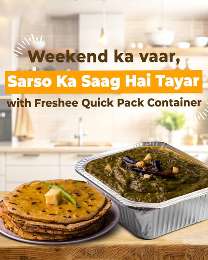Freshee Aluminium Food Container With Lid  450 Ml  10 Pc