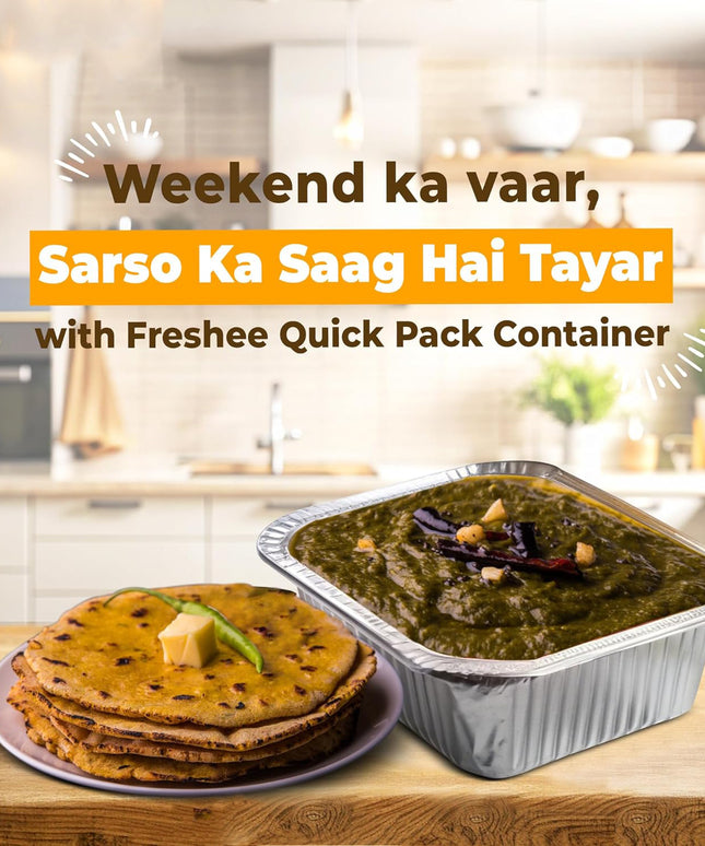 Freshee Aluminium Food Container With Lid  450 Ml  10 Pc