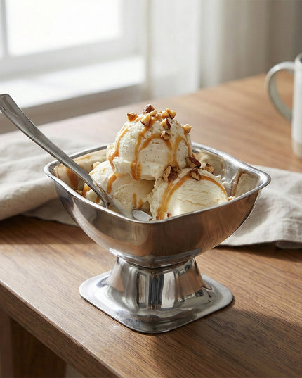 Premium Stainless Steel Ice Cream Cup With 6 Spoon Set (6 Pc Set)