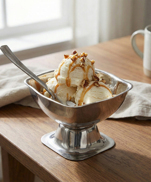 Premium Stainless Steel Ice Cream Cup With 6 Spoon Set (6 Pc Set)