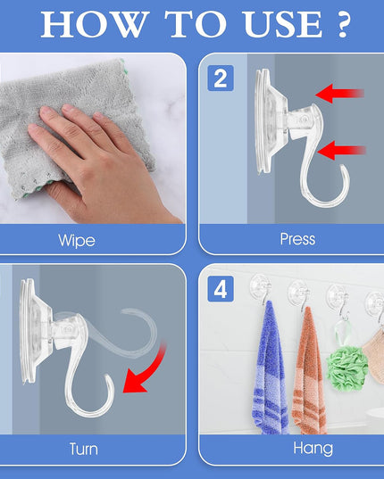Plastic Suction Cup Hooks (4 Pcs Set)