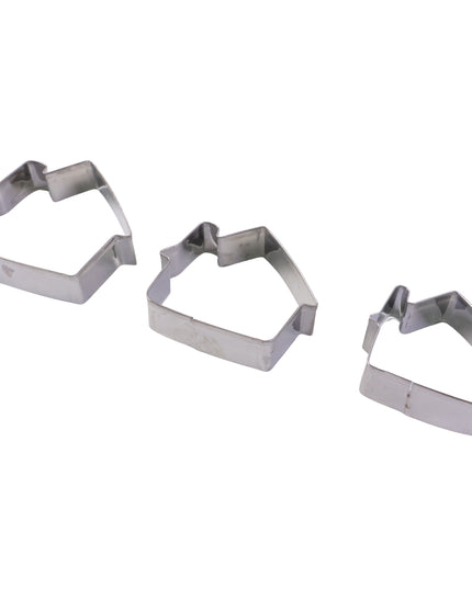 Stainless Steel House Shape Cookie Cutter Set (3 Pc Mix Design Set)
