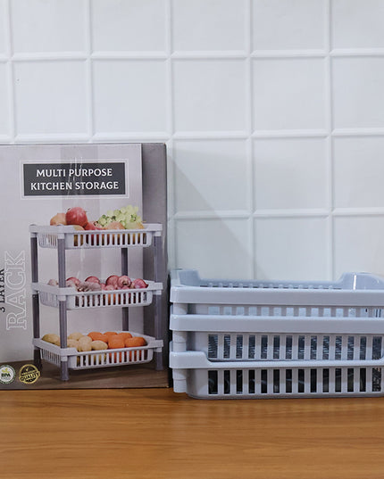 3-layer Multipurpose Kitchen Storage Basket Rack
