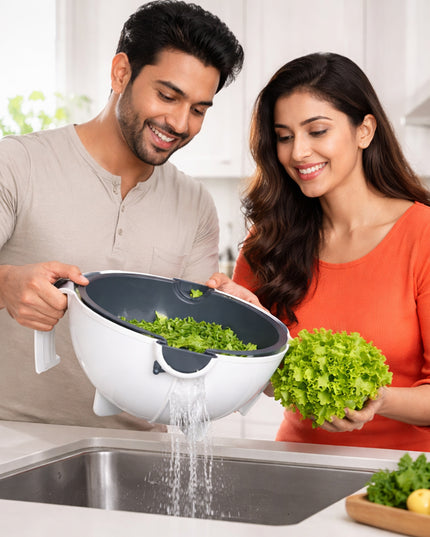 Multipurpose 2 In 1 Vegetable Washing Bowl With Strainer (1 Pc)