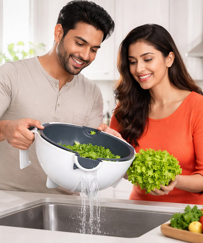 Multipurpose 2 In 1 Vegetable Washing Bowl With Strainer (1 Pc)