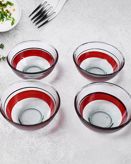 Healthy Choice Set Of 4pc Ceramic Cup And 4pc Glass Bowl With Plastic Plate (9 Pcs Set)