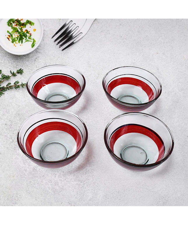Healthy Choice Set Of 4pc Ceramic Cup And 4pc Glass Bowl With Plastic Plate (9 Pcs Set)