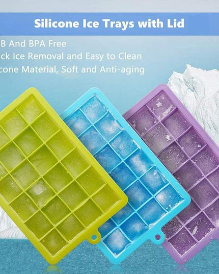 1144  Silicone Ice Cube Trays 24 Cavity Per Ice Tray Multicolour