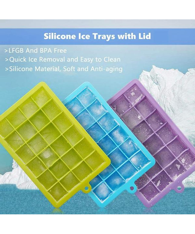 1144  Silicone Ice Cube Trays 24 Cavity Per Ice Tray Multicolour