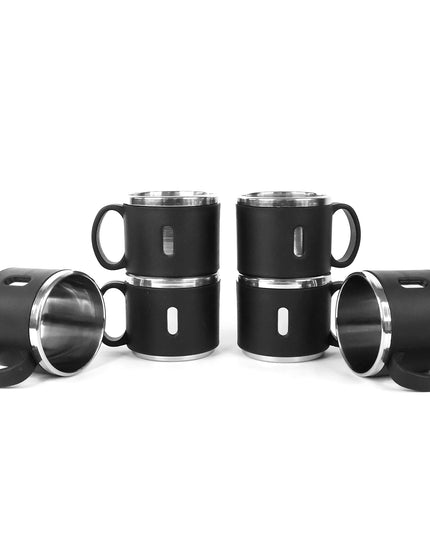 Apex Premium Stainless Steel Double Wall Coffee Mug Gift Set (6 Pc  150 Ml)